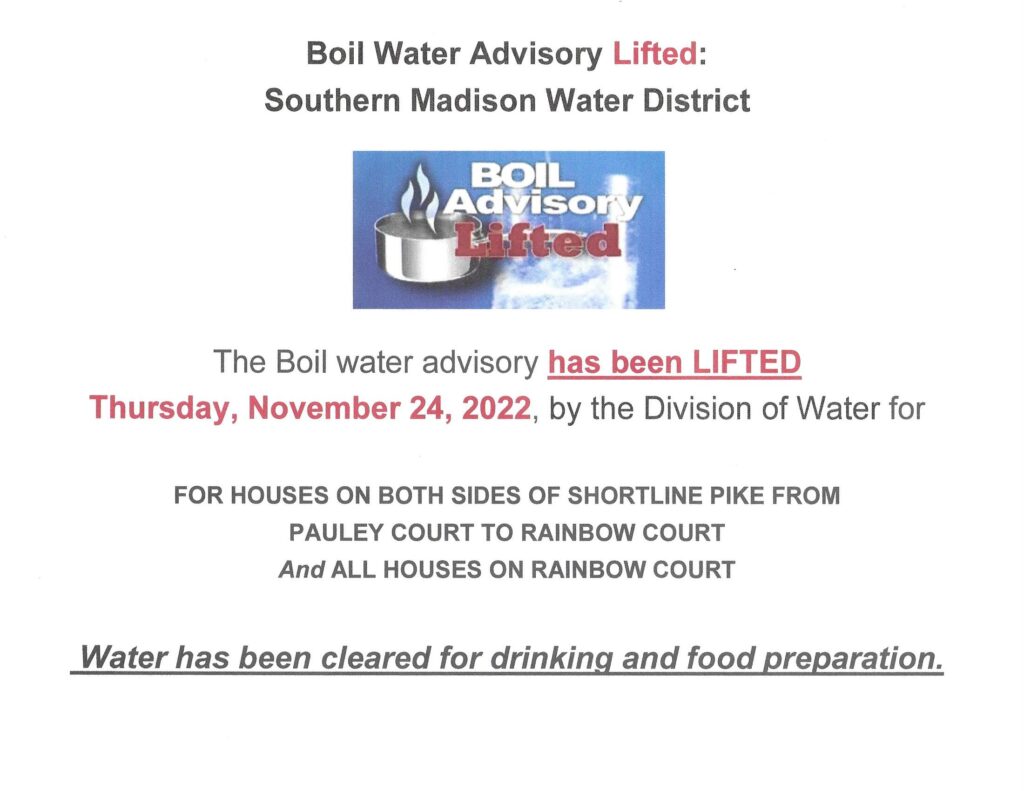 BOIL WATER ADVISORY LIFTED 112422